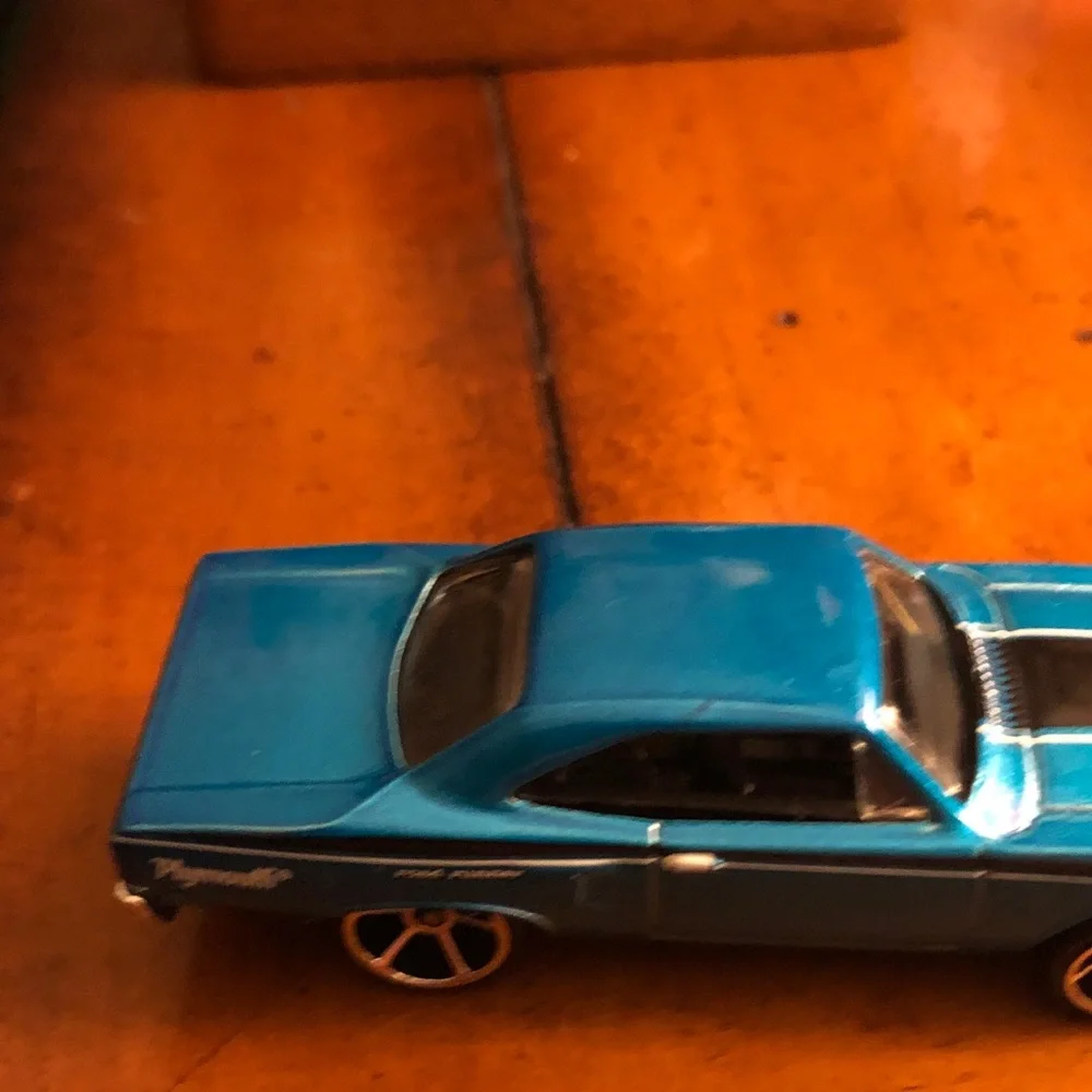 Blue Kids Toy Car with Black Racing Stripe